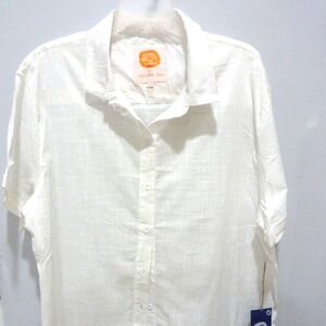 New Lucky We Live Hawaii Button Down Shirt LINEN Mens 2XL Goldfish Kiss S/Sleeve